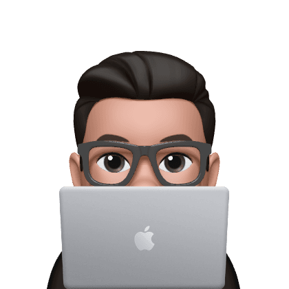 Memoji Guy peeking from behind a laptop